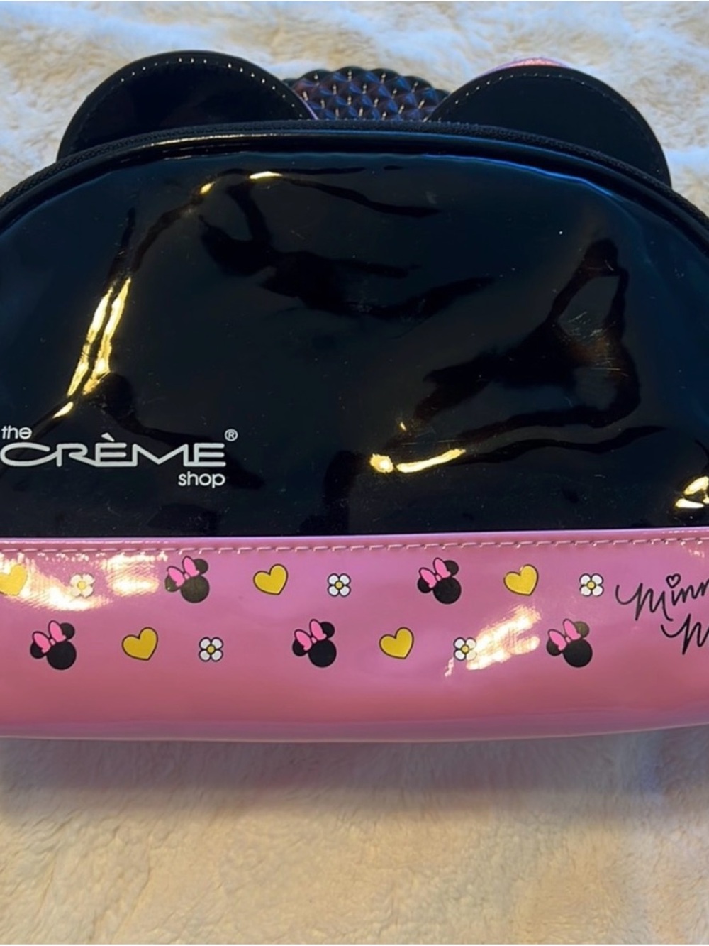 NWT Creme Pink & Black Minnie Bow Pouch - Picture 2 of 3